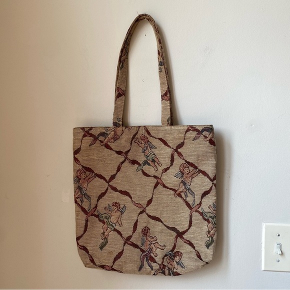 Vintage Beige Tote Bag with Artistic Design Ángels - Picture 2 of 7